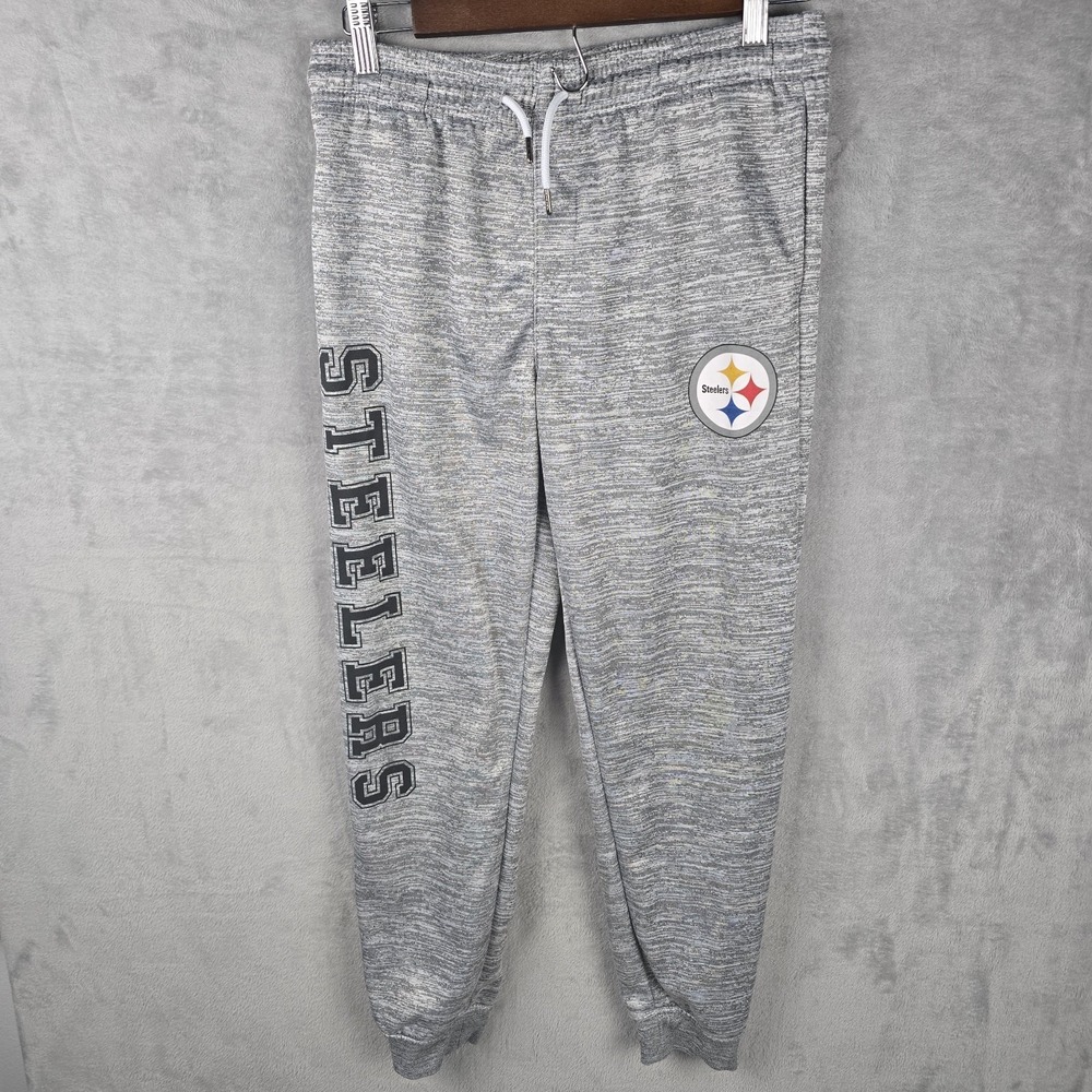 NFL Team Apparel Pittsburgh Steelers Kids Grey Space Dye Joggers Size 18-20